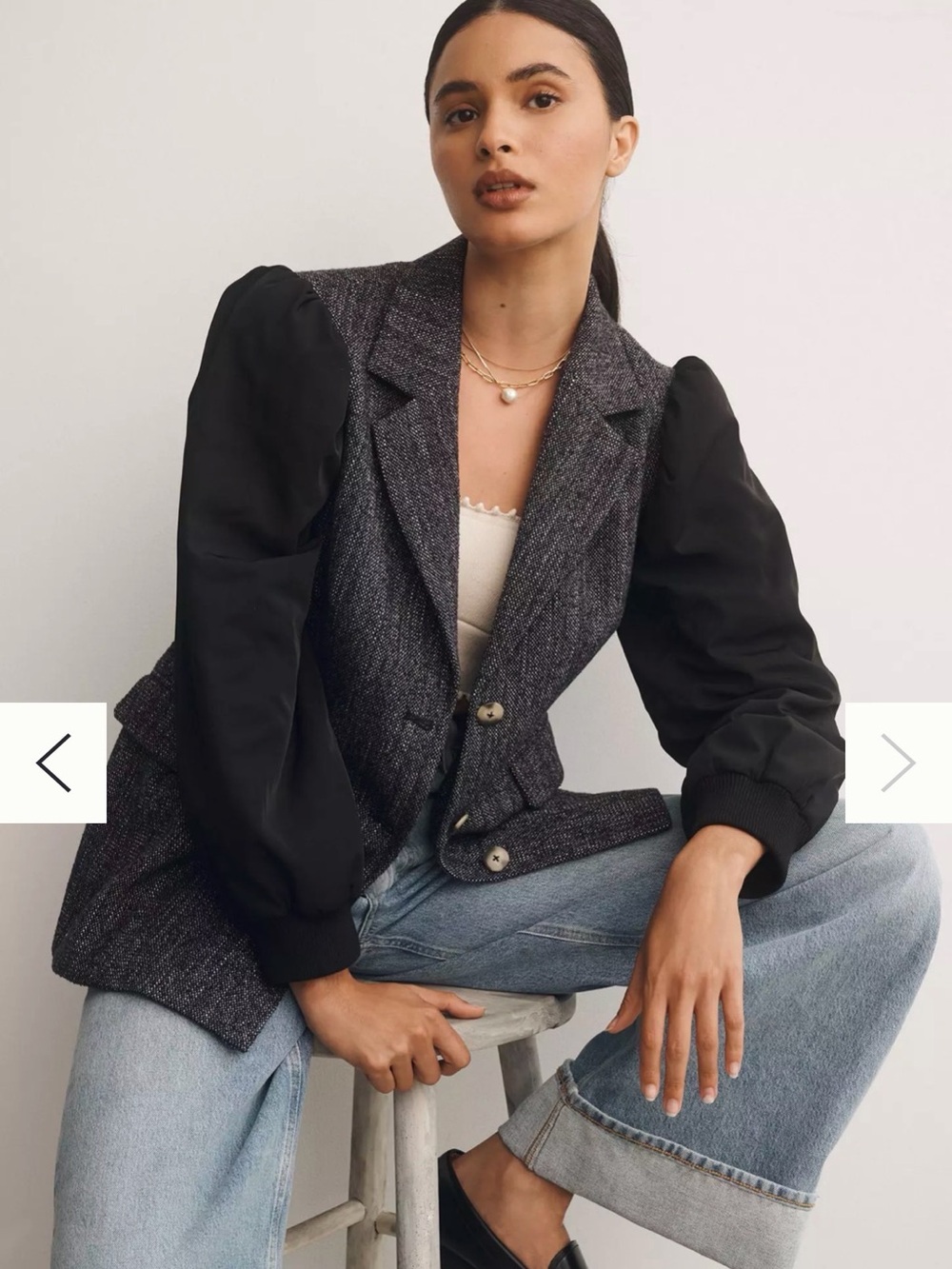 Maeve Anthropologie Mixed Media Relaxed Jacket Blazer
